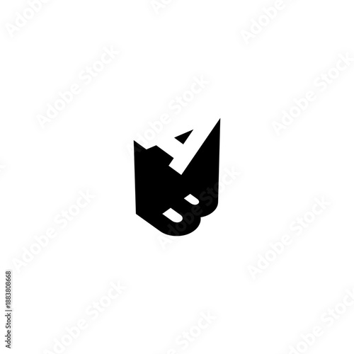 Tableau sur toile BA Negative Space Monogram Logo – Modern Minimal Lettermark Design