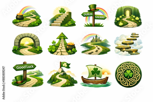 Saint Patrick Day symbolic pathway icon