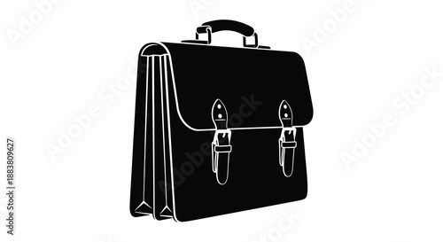 a classic black briefcase design showcasing a professional style with subtle details presented as a silhouette