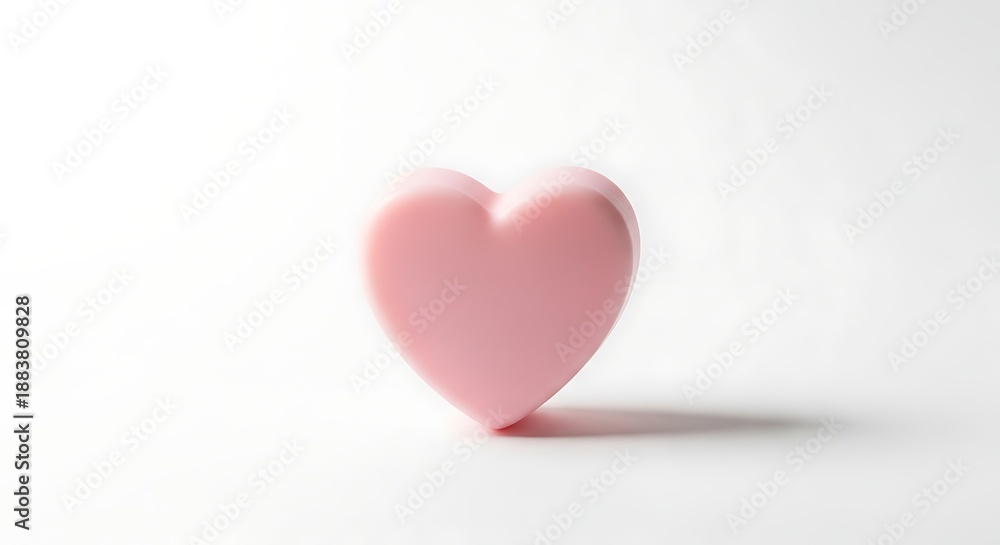 Fototapeta premium Delicate Pink Heart Shape Object Isolated on White Background Symbolic Representation of Love and Affection Clean Commercial Space