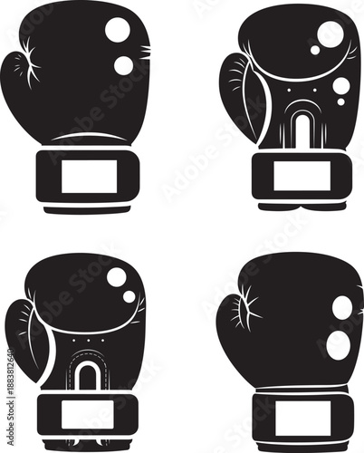 Boxing gloves silhouette sport fight protection