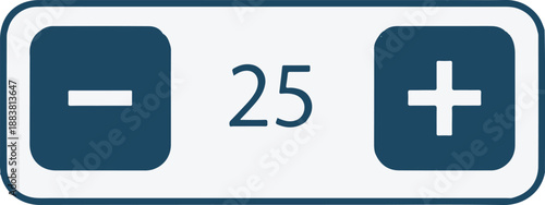 A numerical interface element displaying the number twenty-five with minus and plus buttons for adjustment
