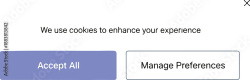 Cookie consent interface element with accept and manage preferences options displayed on a digital screen