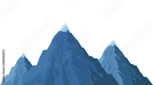 Blue Mountain Peak Illustration with Snowy Summits in Flat Style