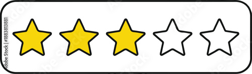 Interface Element Rating System with Three Yellow Stars and Two Outlined Stars in a Rectangular Box