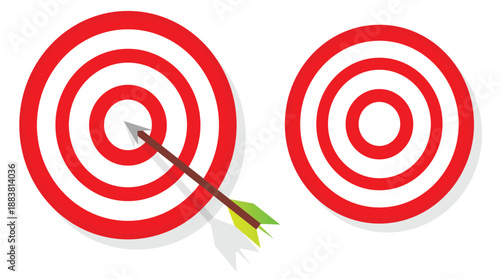 Red Target Board with Arrow Hitting Bullseye Illustration