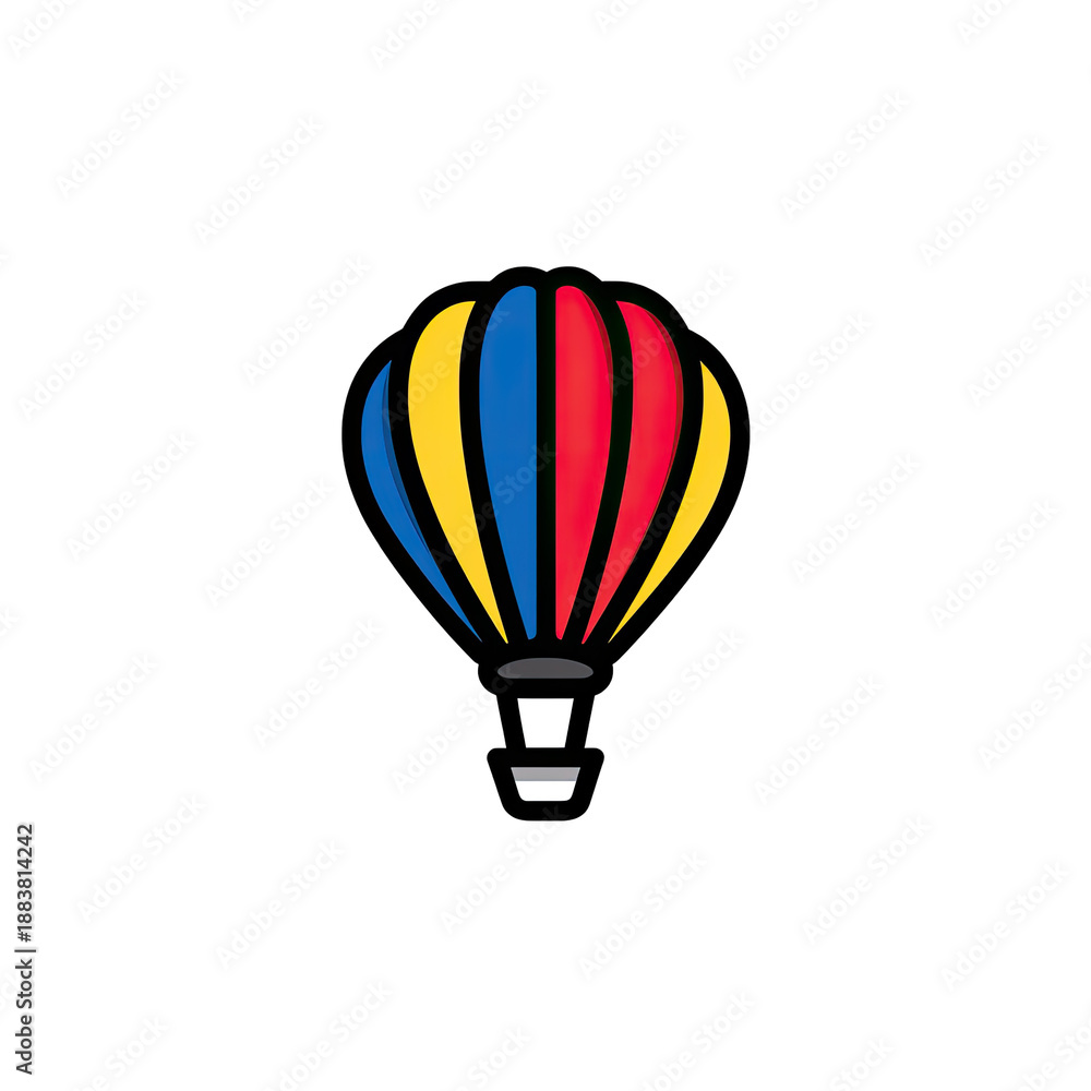 Fototapeta premium Graphic of a colorful air balloon against a stark black background