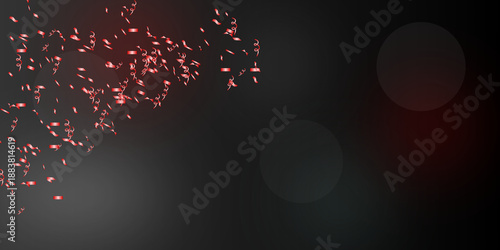 Vibrant red confetti and swirling streamers are scattered across the top of a clean white background, adding a festive touch.