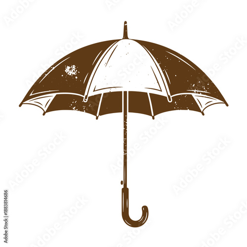 Drawing Vintage grunge  texture Brown vintage umbrella with white accents on white background