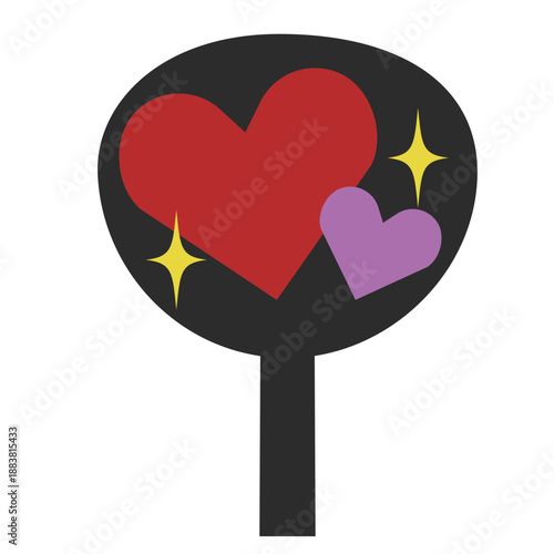 ハートのデコレーションが施された応援うちわ