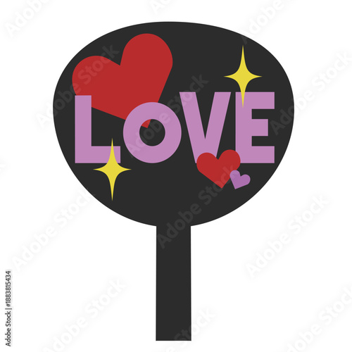 ｢LOVE｣と書かれた応援うちわ