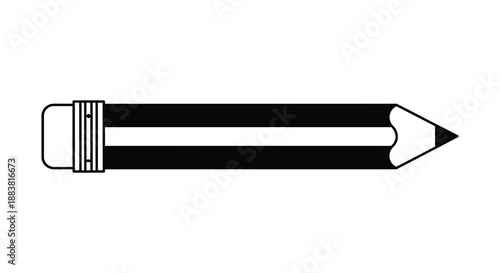 a detailed graphic illustration of a classic pencil with an eraser presented as a striking silhouette