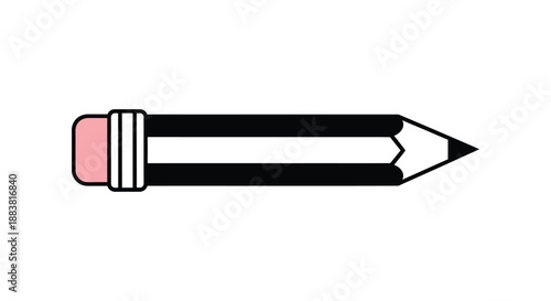 a simple black pencil drawing with a pink eraser detail rendered in a clean graphic style silhouette