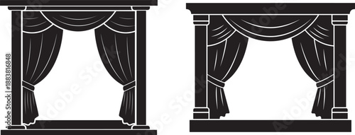 Curtain silhouette elegant window decor template