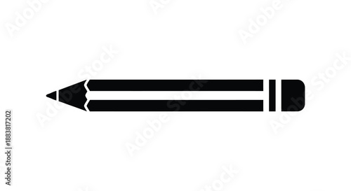 a simple black and white graphic illustration of a classic pencil design a useful writing tool silhouette