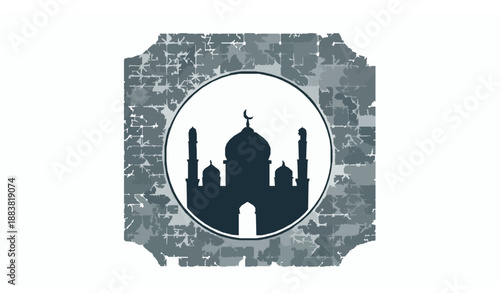 Islamic Pattern with Mosque Silhouette Minimal Flat Vector Design