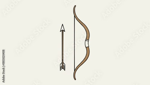 Hand drawn bow and arrow illustration on a light background.