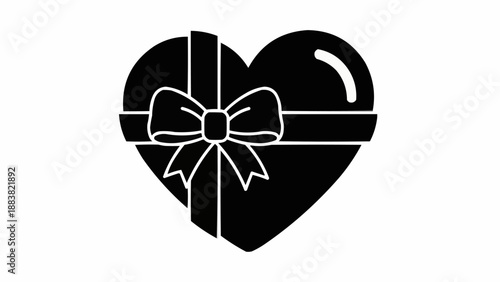 Heart Shaped Gift Box with Ribbon and Bow.