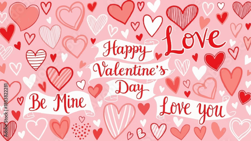 Happy Valentines Day Love Hearts Background.