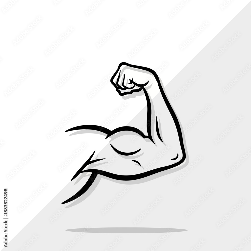 Fototapeta premium A flexed arm with a fist showing strength and power