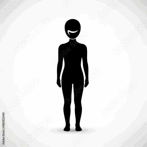 A black humanoid figure with a smiley face on a gray background