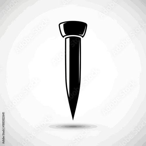 Black nail icon on gray gradient background for construction or diy projects