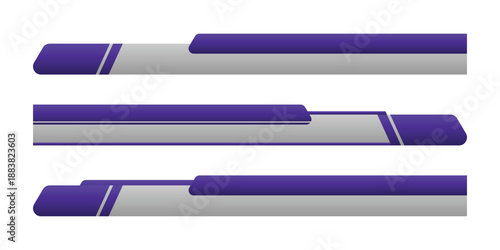 Set of lower third vector design background texture banner templates with black and purple color shape strips.