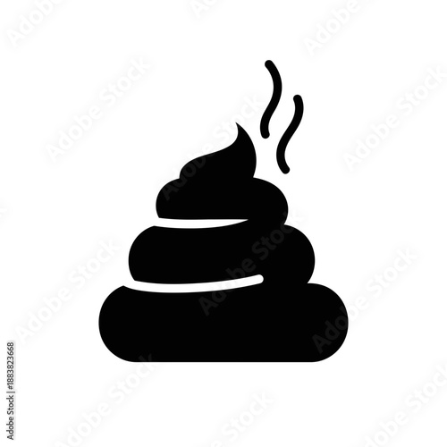 A black silhouette of a pile of poop with smoke rising
