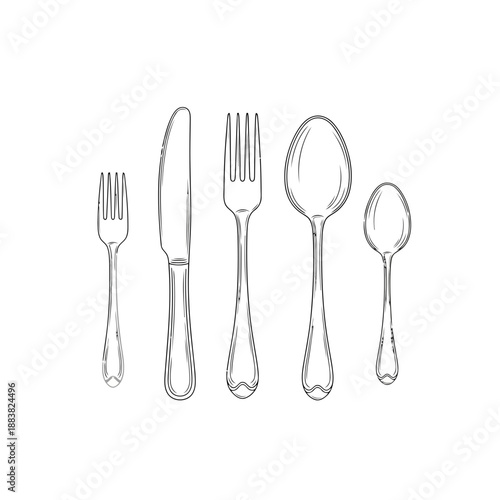 A set of silverware utensils
