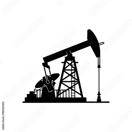 Black silhouette of an oil pump jack