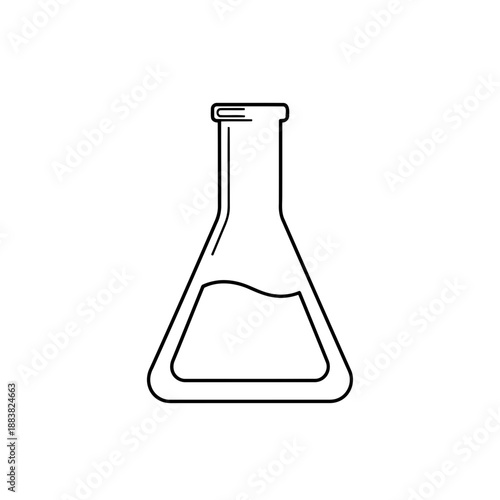Simple line drawing of a laboratory flask for chemistry and science