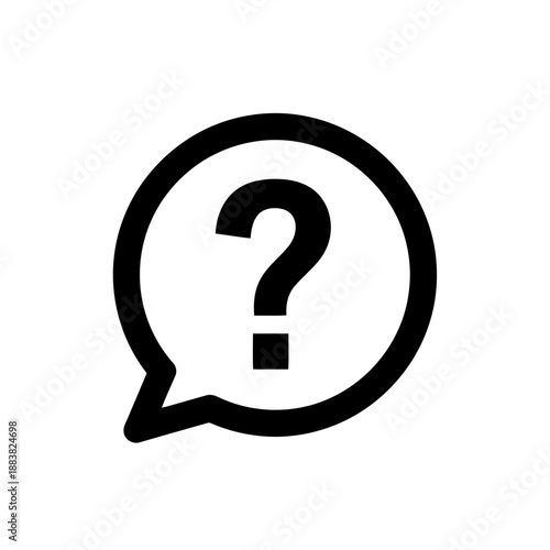 Black speech bubble icon with a question mark