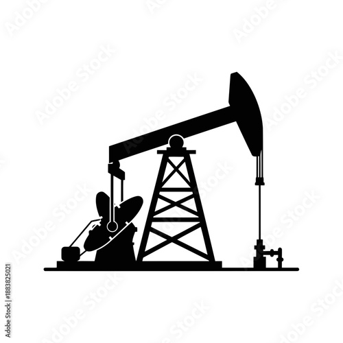 An oil pump jack in a simple black silhouette