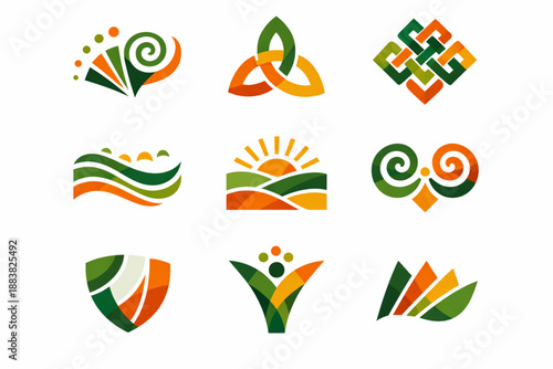 Saint Patrick Day abstract symbolism icon set