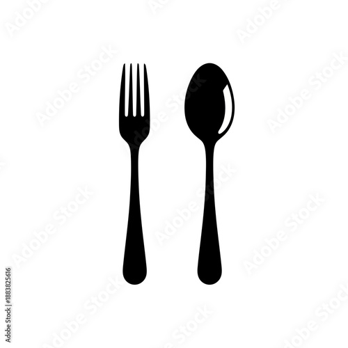Black silhouettes of a fork and spoon