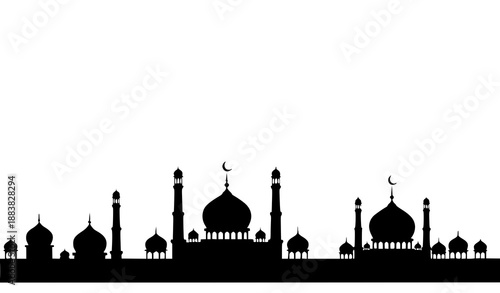 Islamic Pattern with Mosque Silhouette Minimal Flat Vector Design