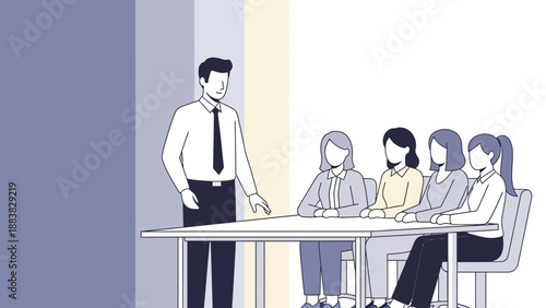 Business Meeting Presentation with Male Speaker and Female Attendees