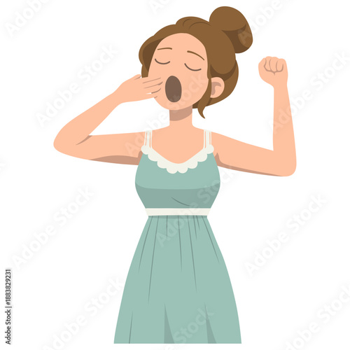 Woman Yawn Morning Wake Up.