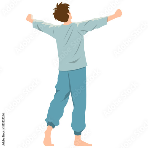 Man Stretching in Morning Wake Up.