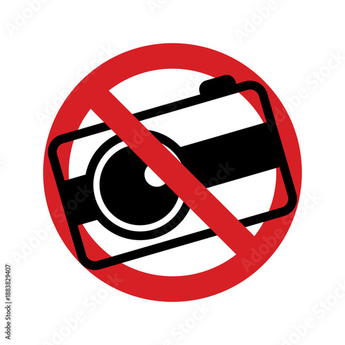 Atencion prohibido tomar fotografias y videos sign with a banned camera symbol (trad. attention forbidden to take photos or videos)