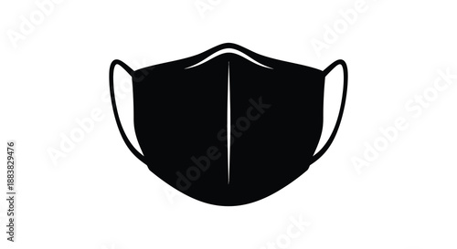 a simple black face mask design illustration clearly showing protective gear silhouette high quality professional