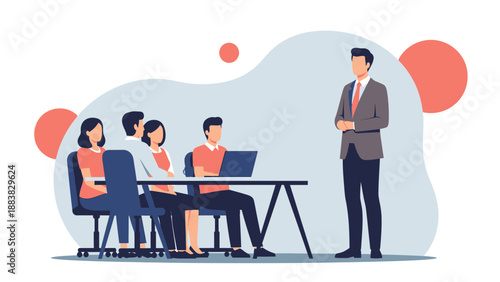 Business Meeting Presentation: Male Speaker Addresses Audience