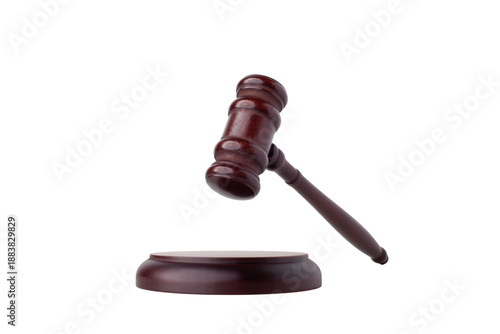 Tablou pe pânză Judge's gavel hammer for adjudication isolated on white background