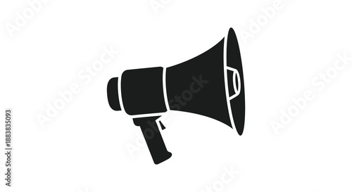 a bold black megaphone icon design conveying a strong message presented as a striking silhouette