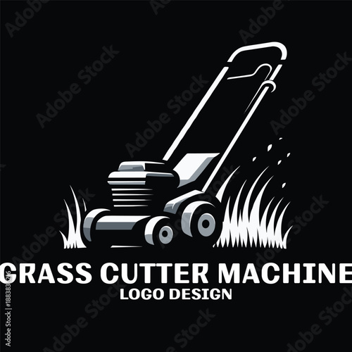 Grass Cutter Machine Vector Logo Design 