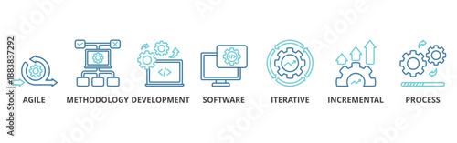 Scrum development banner web icon vector illustration concept	