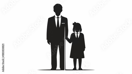 Father and daughter holding hands in silhouette.