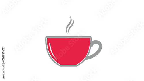 A steaming hot pink cup of coffee on a plain background