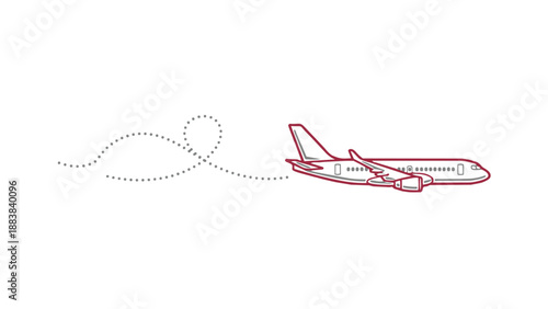 Airplane flying with dotted line trail in the sky