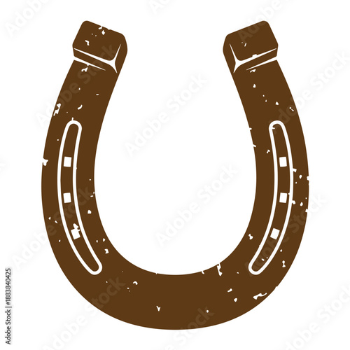 Drawing Vintage grunge  texture brown horseshoe with white scratches on white background
